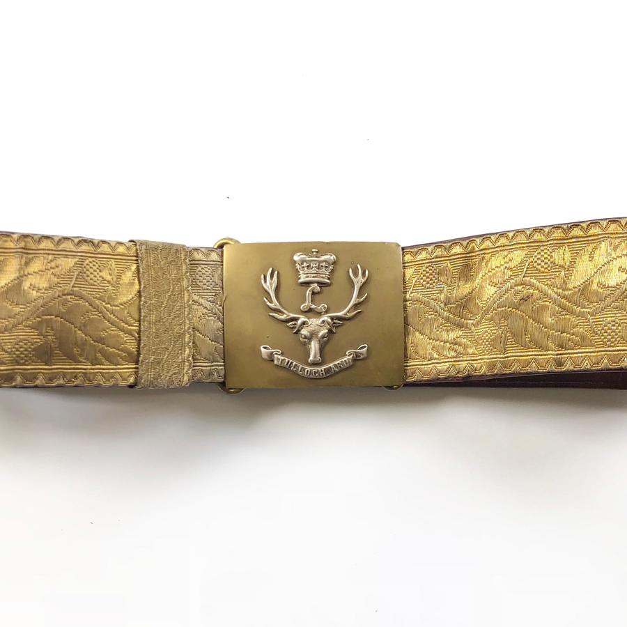 Scottish. Seaforth Highlanders Officer's gold lace dirk belt