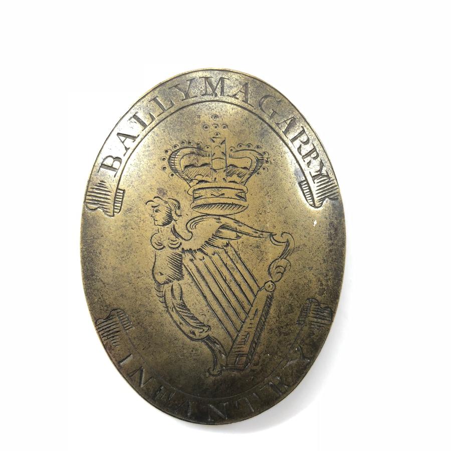 Irish Volunteers Ballymagarry Infantry shoulder belt plate circa 1790