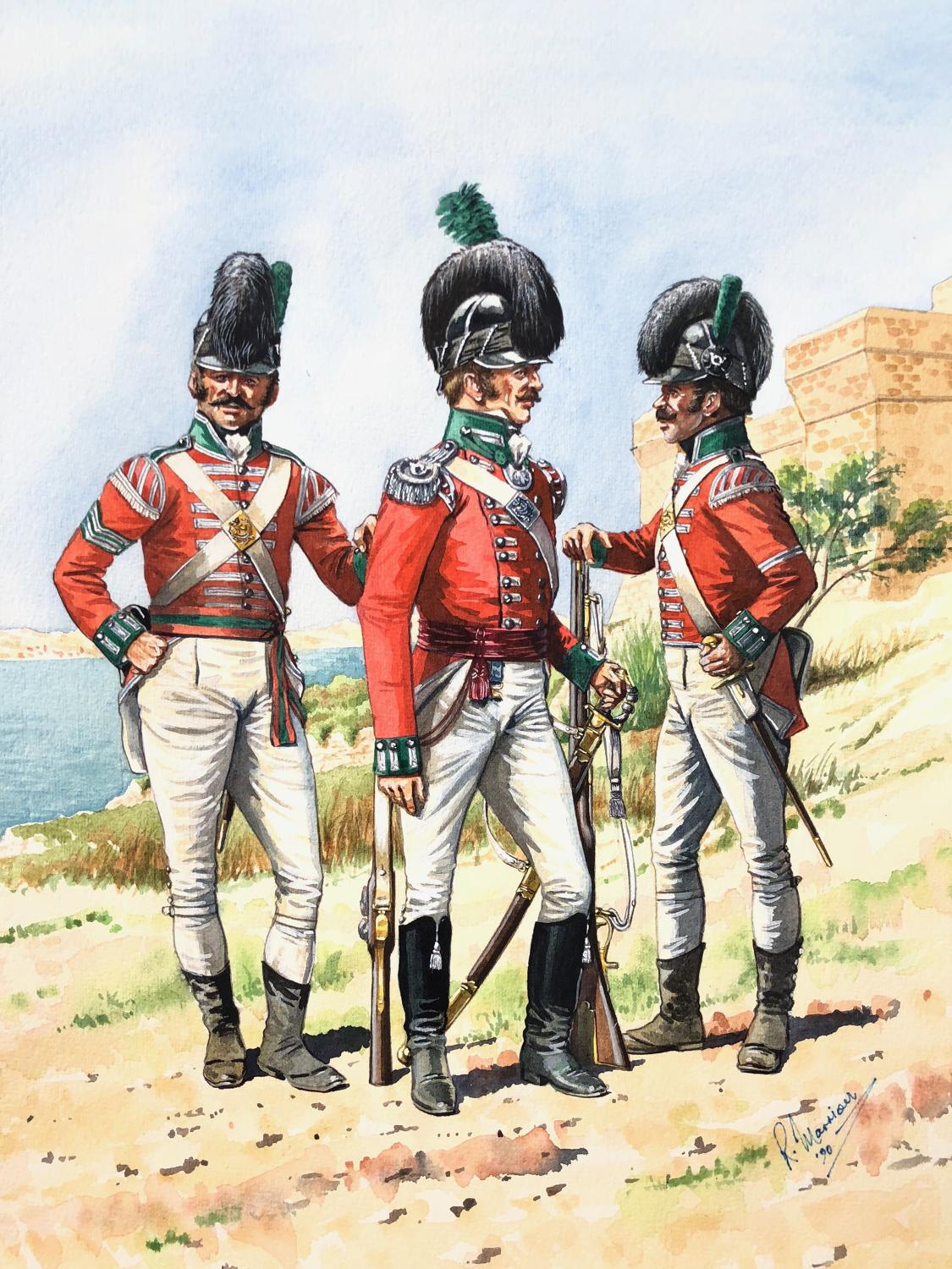 His Majesty’s Sicialian Regiment Circa 1800 Watercolour R.J. Marrion