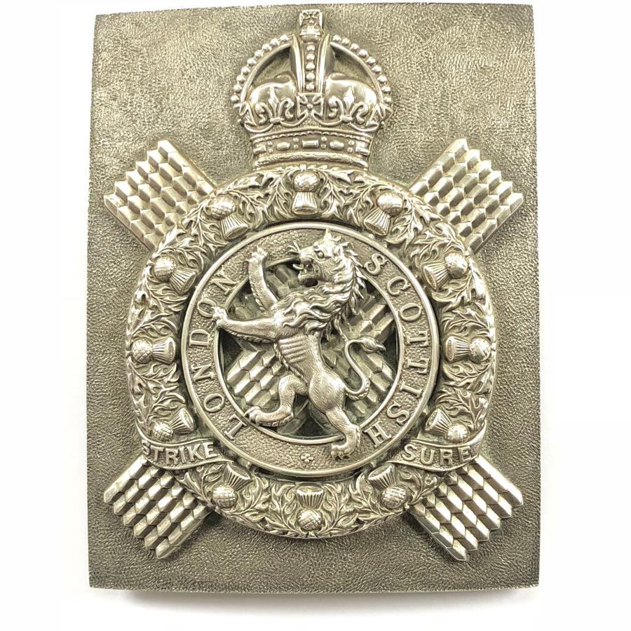 London Scottish Officer’s silver shoulder belt plate circa 1910