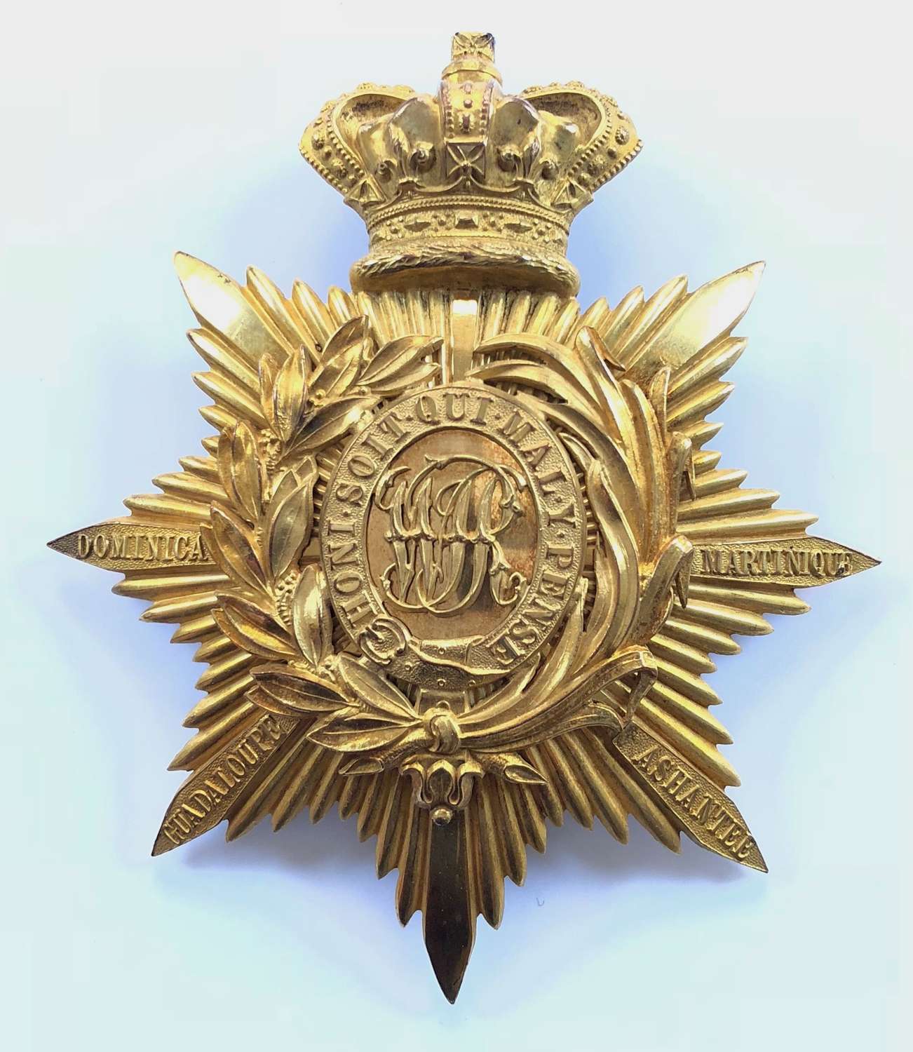 West India Regiment Victorian Officer’s helmet plate circa 1888-1901