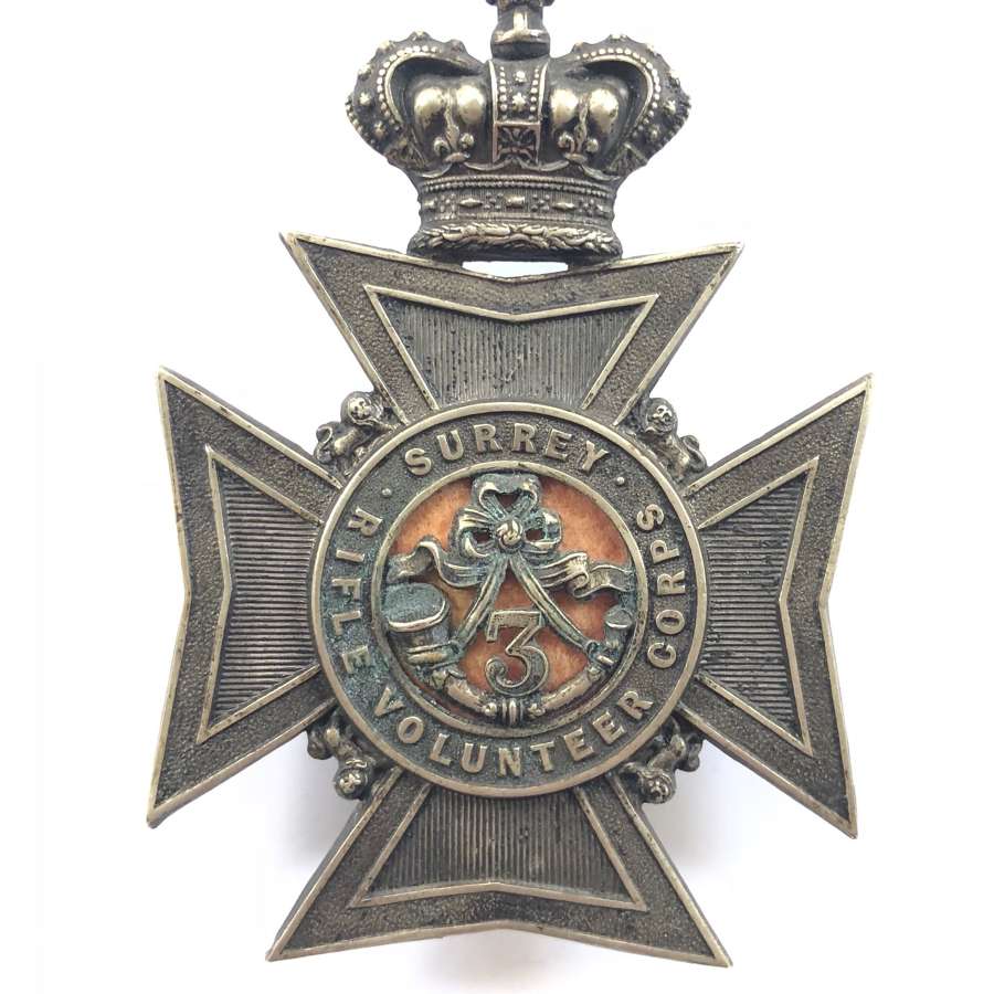 3rd Surrey Rifle Volunteer Corps Victorian Officer’s helmet plat