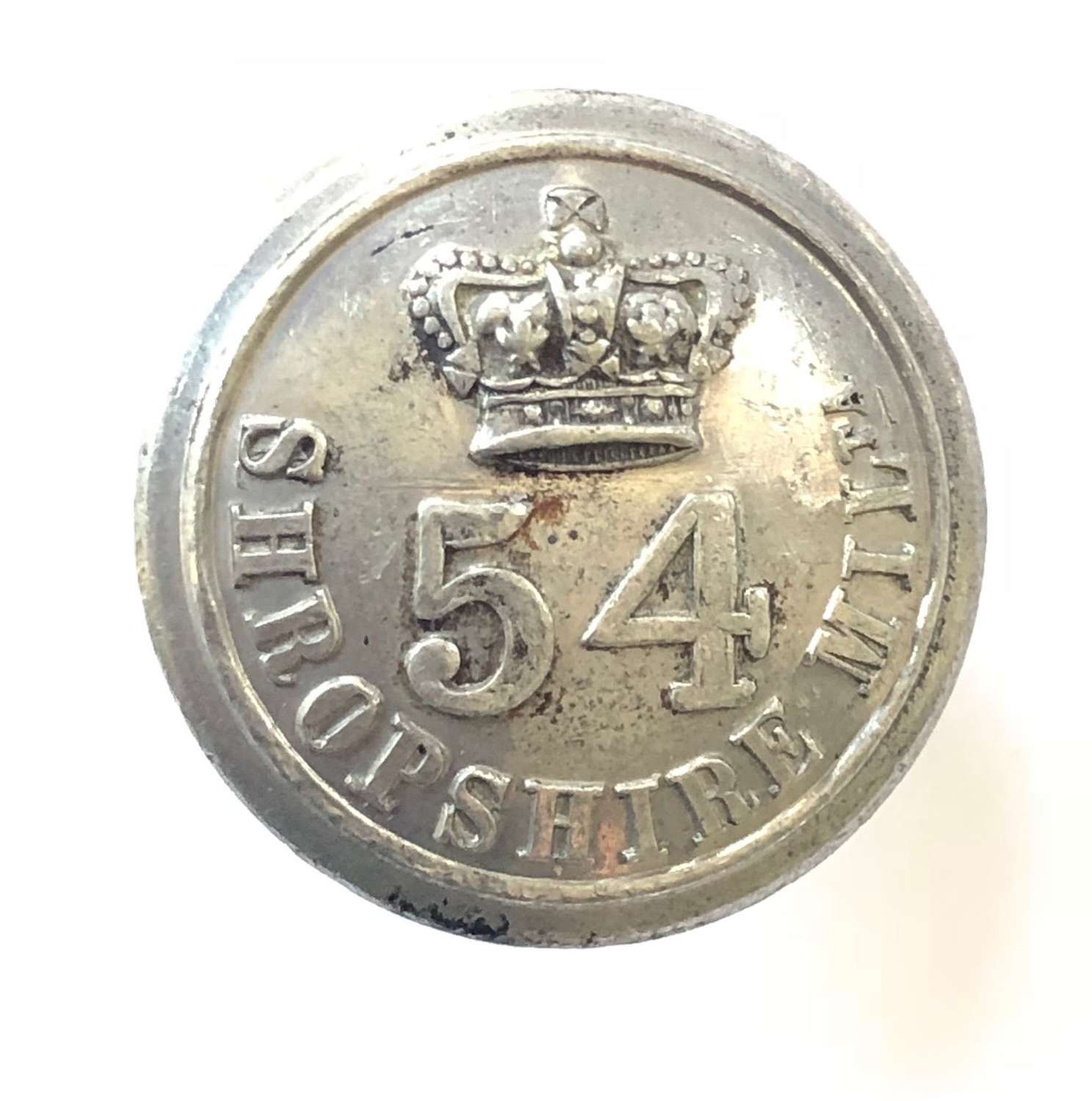 Shropshire Militia Victorian pewter open-back coatee button  c1833-55