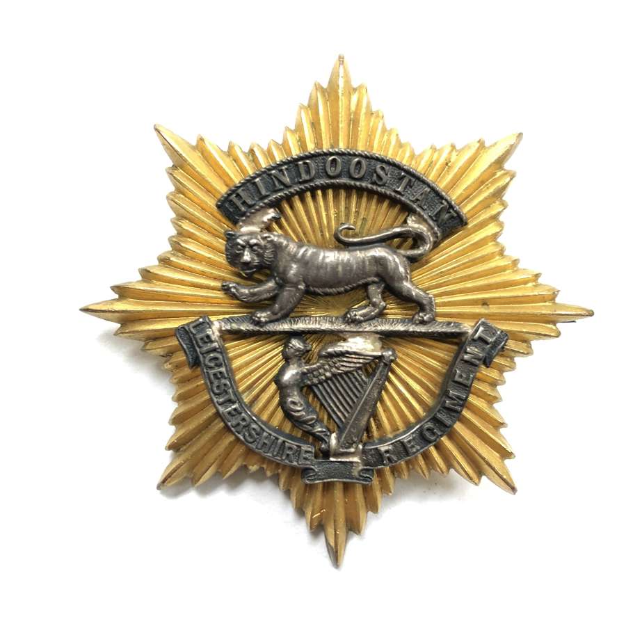 Leicestershire Regiment Victorian Officer’s forage cap badge