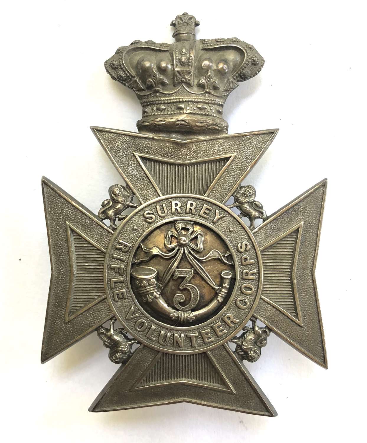 3rd Surrey Rifle Volunteer Corps Victorian Officer’s pouch belt plat