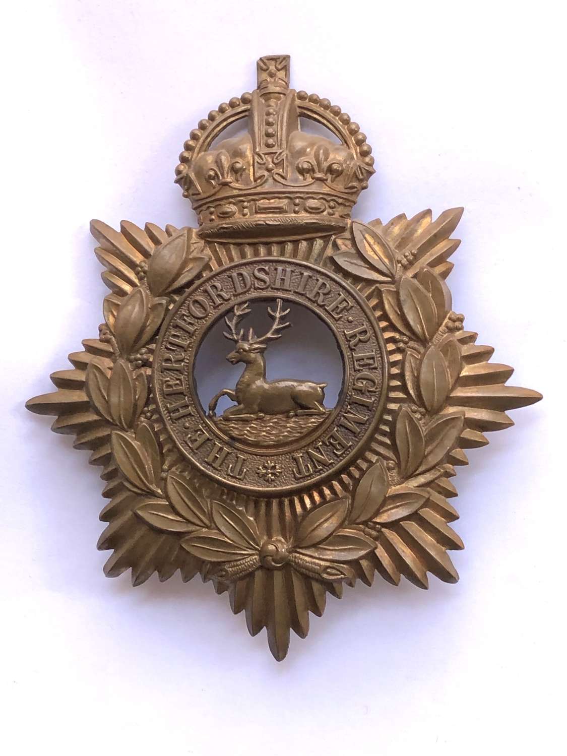 Hertfordshire Regiment helmet plate circa 1909-14