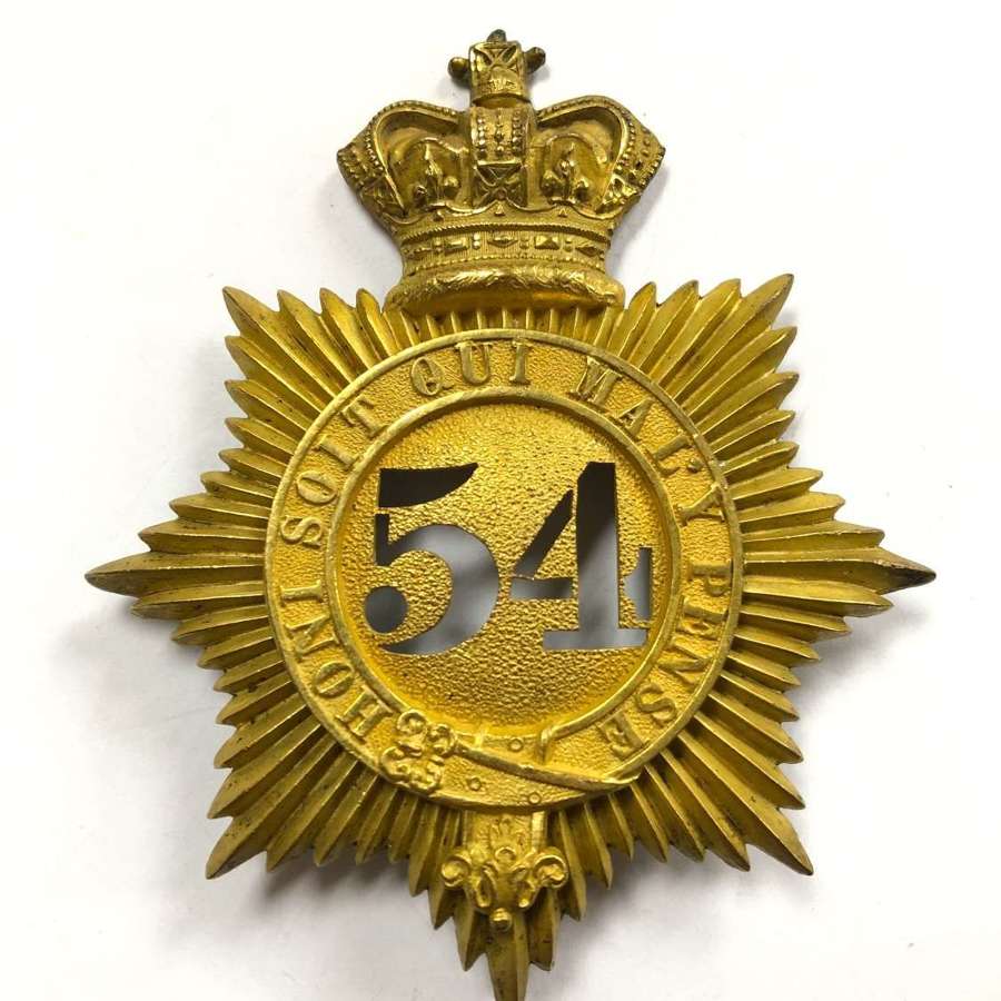 54th (West Norfolk) Regiment of Foot Victorian Officer’s shako plate