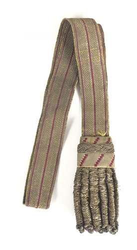 19th Century Officer's gold lace and crimson silk sword knot