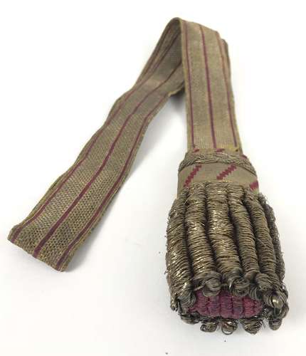 19th Century Officer's gold lace and crimson silk sword knot