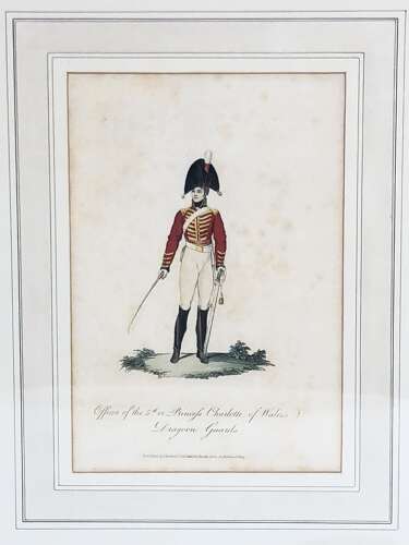 Officer of the 5th or Princess Charlotte of Wales's Drgoon Guards hand coloured print.