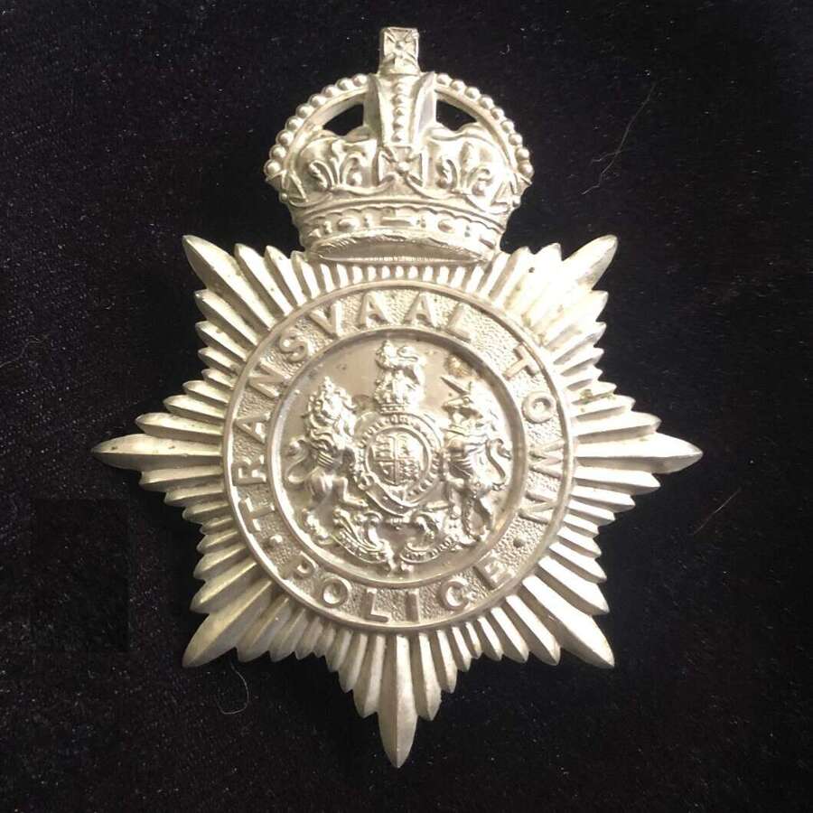 Transvaal Town Police Edwardian South African helmet plate c. 1902-08.