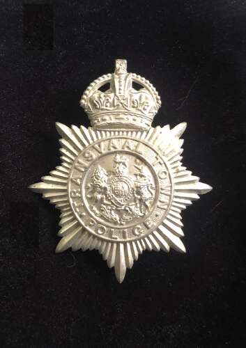 Transvaal Town Police Edwardian South African helmet plate c. 1902-08.